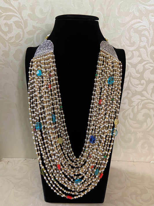 Pearl & Navratttan Beads Multi Layer Necklace | Indian Necklace In USA