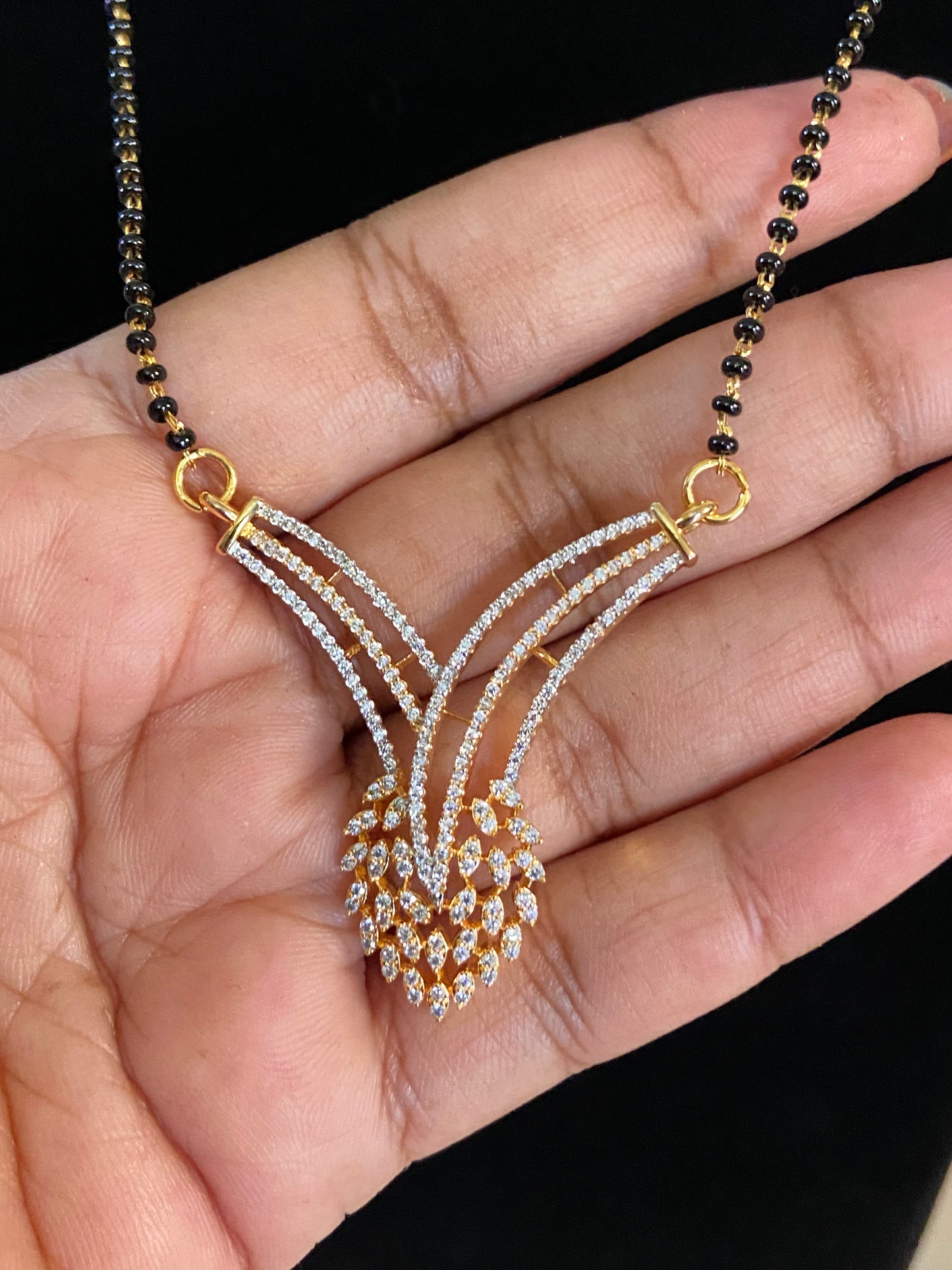 AD Traditional Mangalasutra | Black Beads Necklace