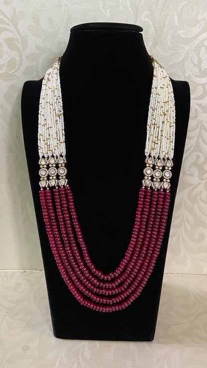 Polki Side Pendants Pearl & Beads Necklace | Indian Jewelry In Usa
