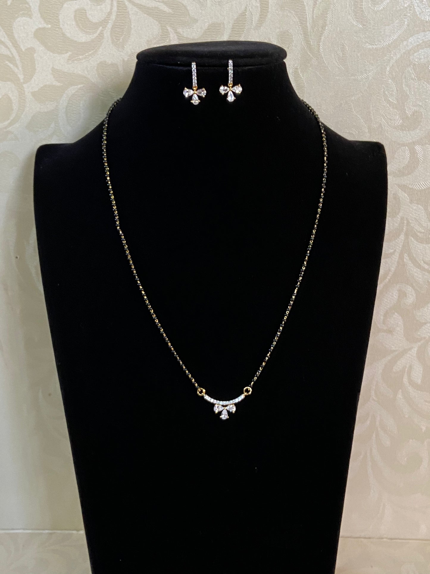 AD Pendant Mangalsutra | Black Beads Necklace