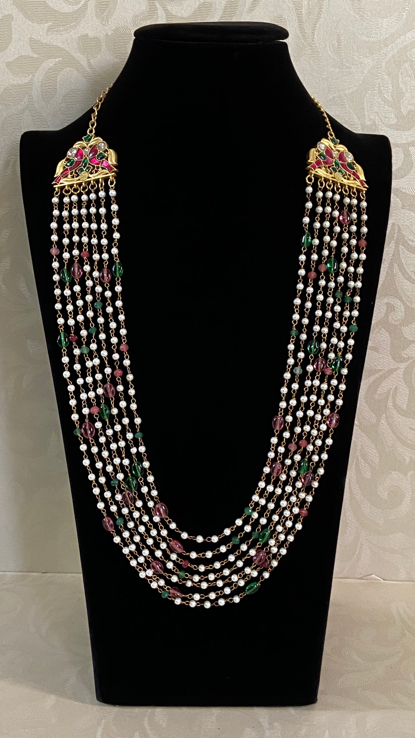 Multi Colour& Multi Layer Long Necklace With Earring