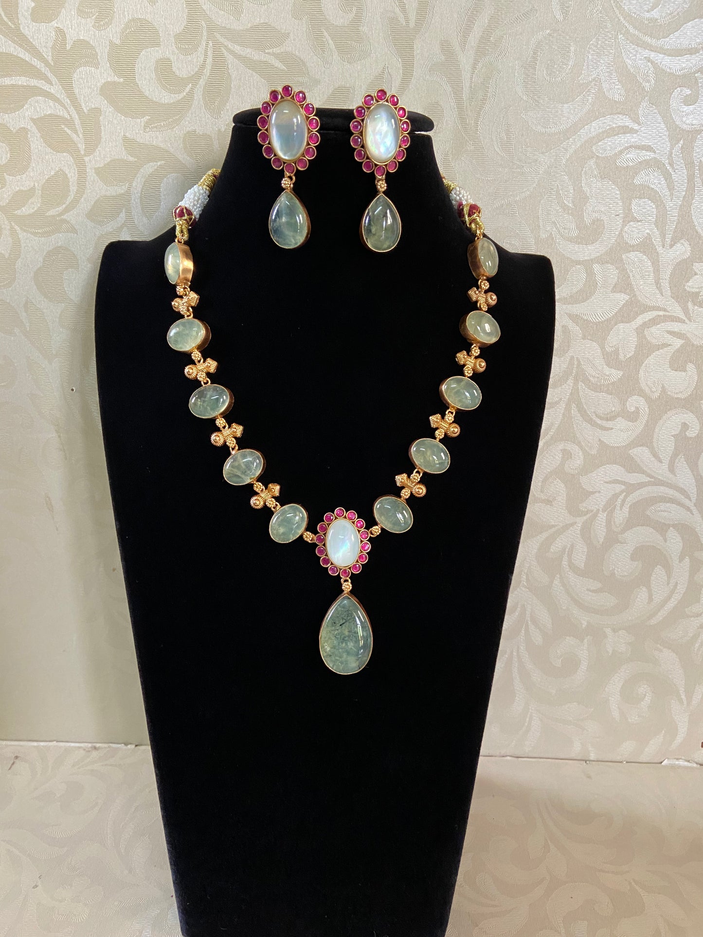 Natural stones Fusion Necklace With Earrings | Latest Indian jewelry | Gift Idea