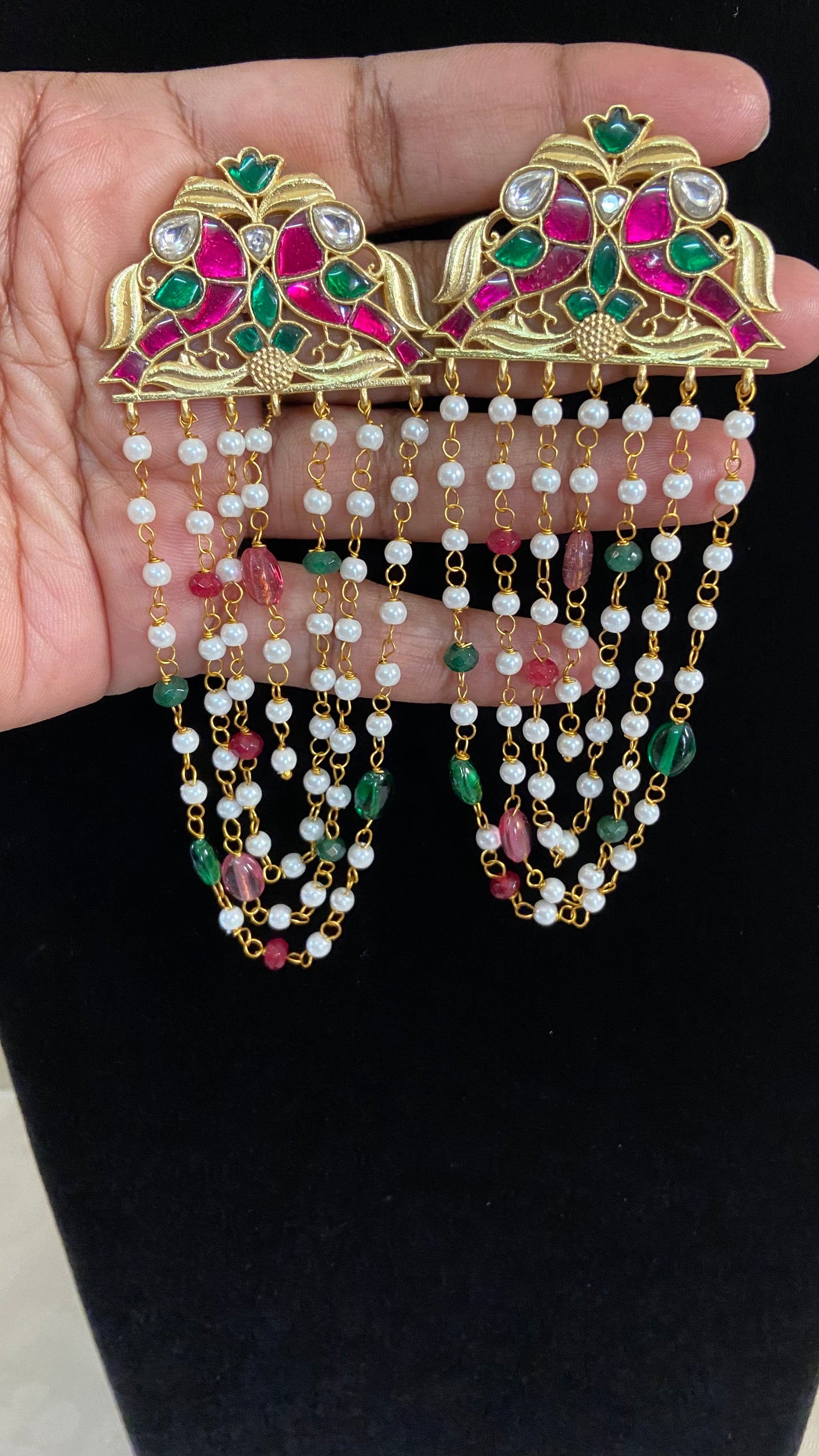 Jadau Kundan Pearl Statement Earrings