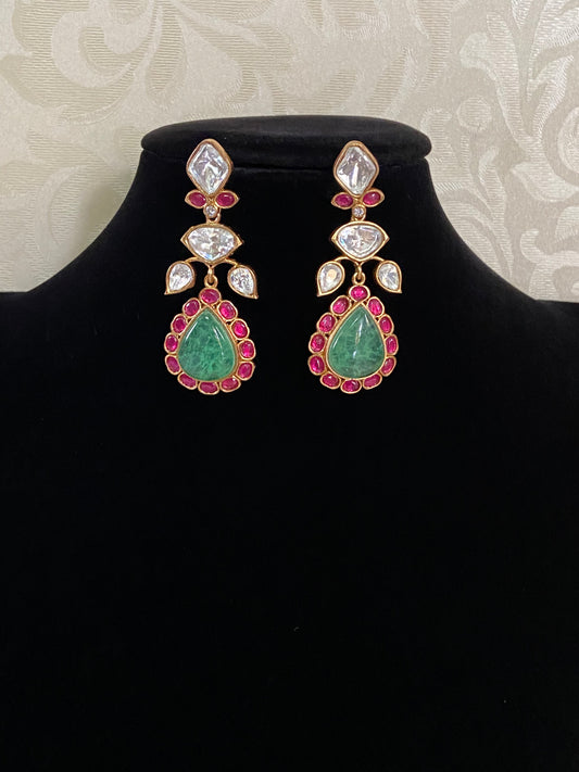 Moissanite & Jadau Kundan Earrings