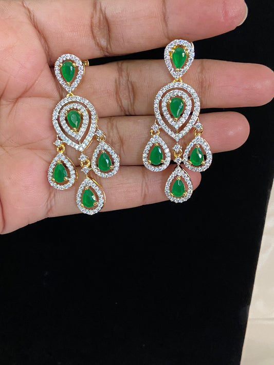 AD Earrings with Maang tikka