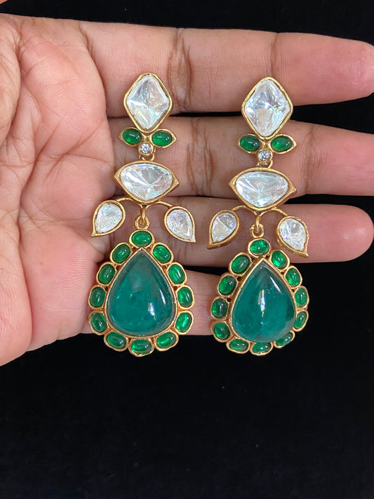 Moissanite & Jadau Kundan Earrings