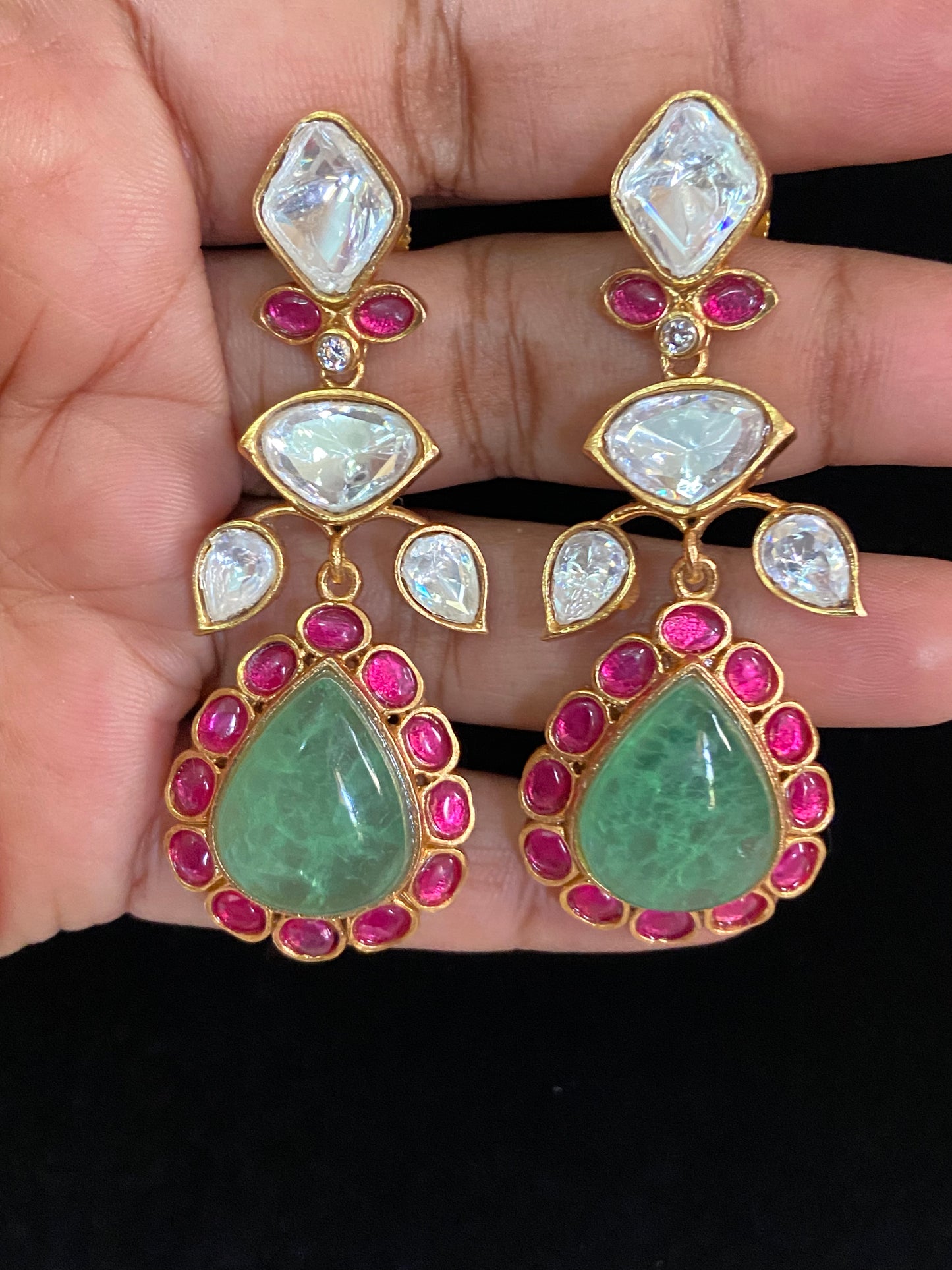 Moissanite & Jadau Kundan Earrings