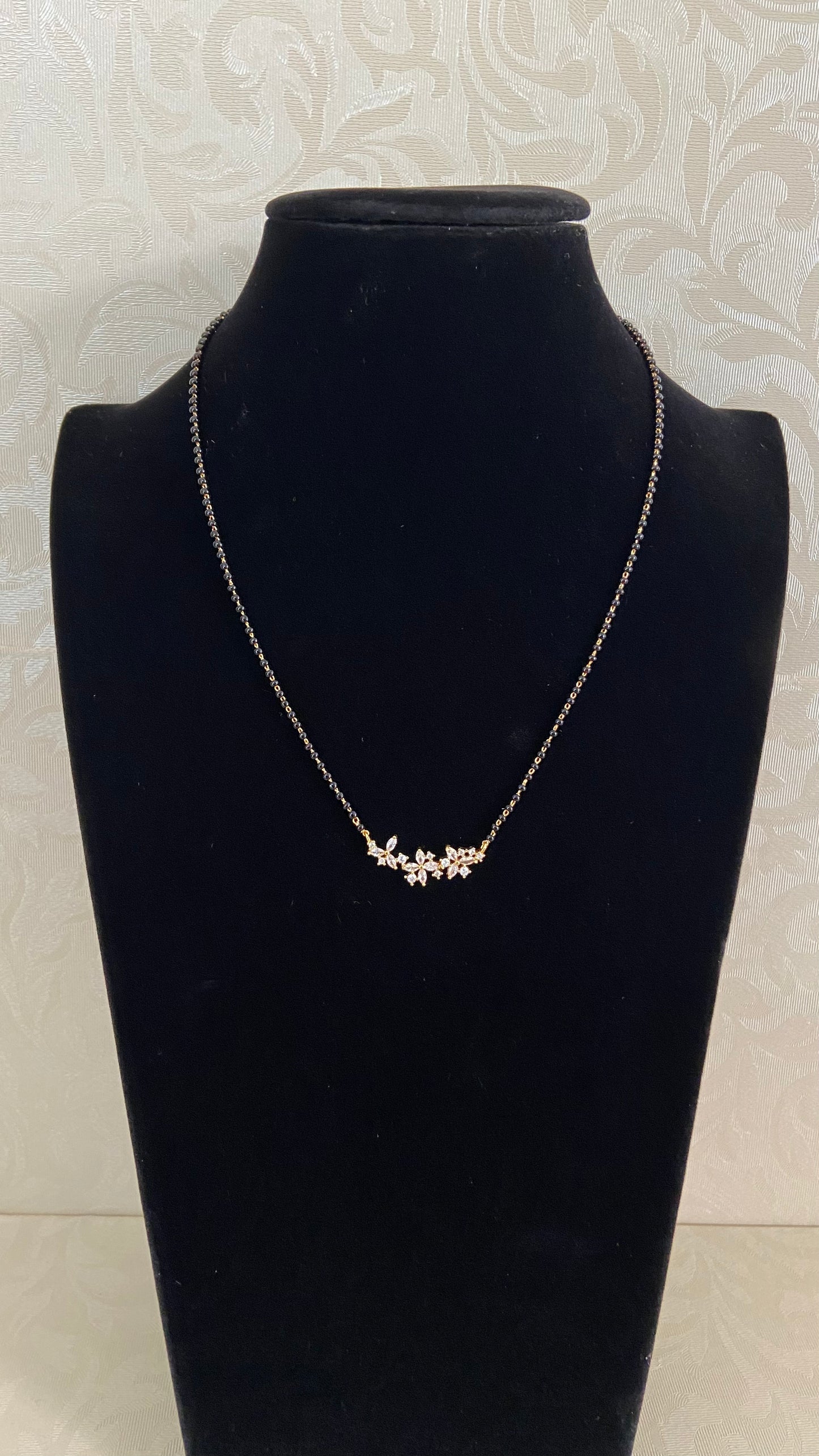 AD Pendant Mangalsutra | Black Beads Necklace