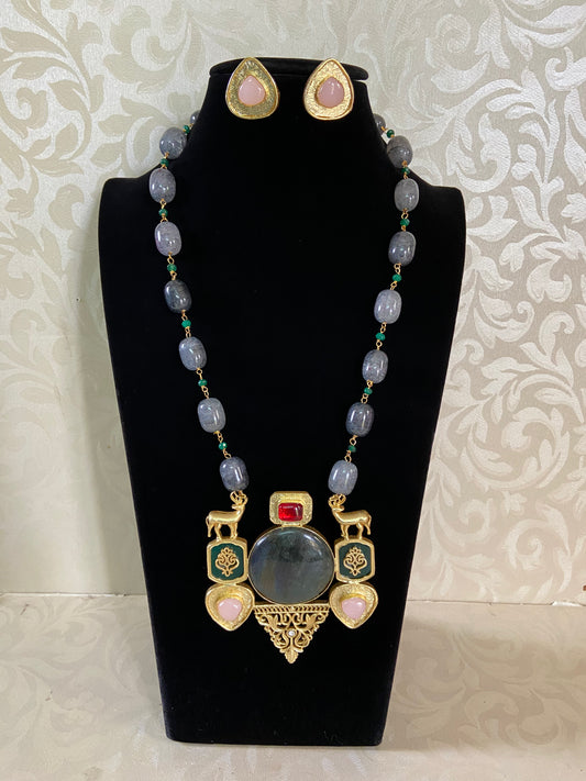 Statement Pendant Beads Necklace Set | Contemporary Necklace | Designer Necklace | Gift Idea
