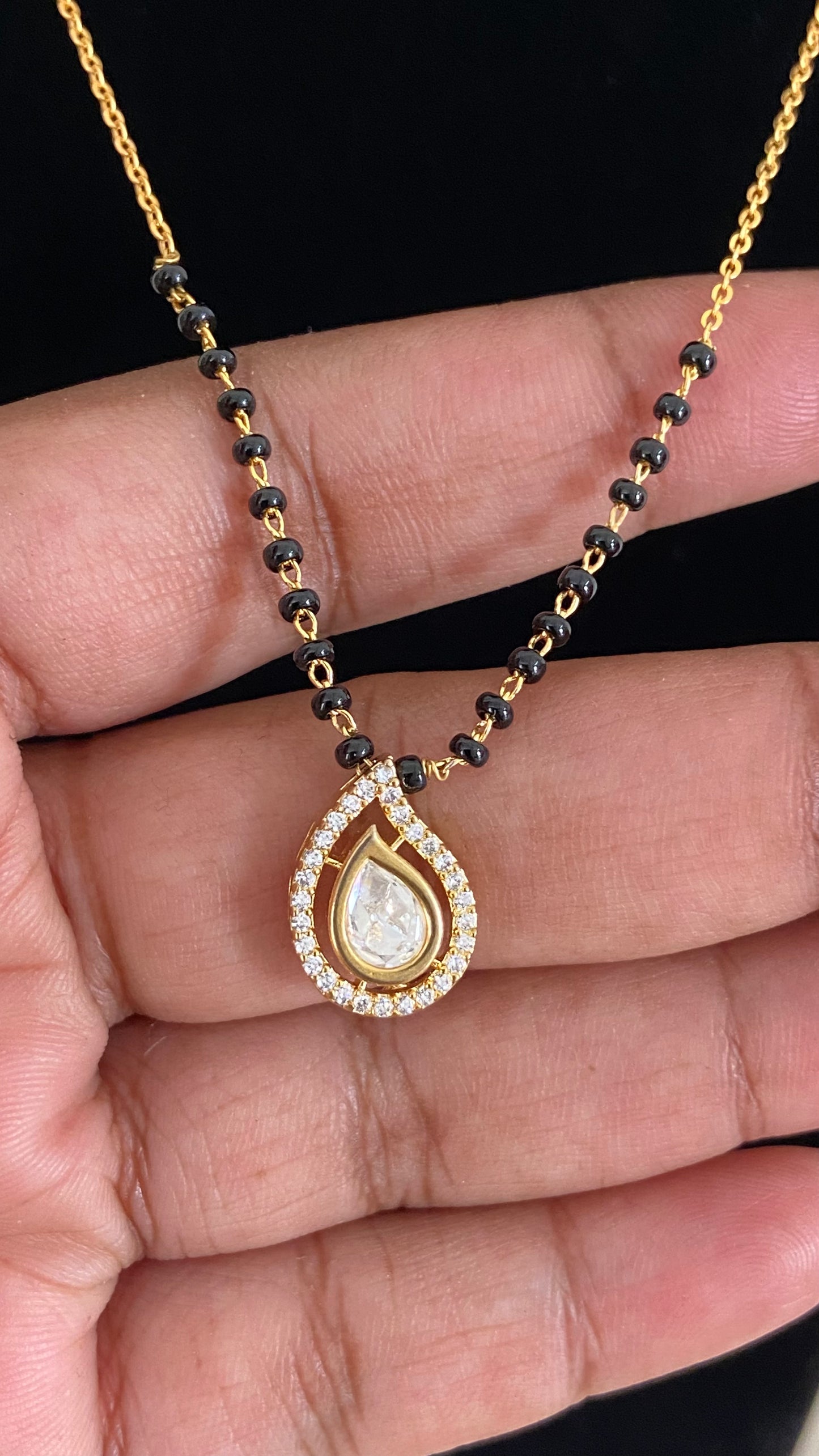 AD Simple Mangalsutra | Black Beads Necklace