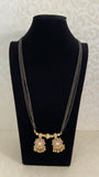 Antique Ruby Green Long Mangalasutra | Black Beads Necklace
