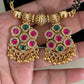 Antique Ruby Green Long Mangalasutra | Black Beads Necklace