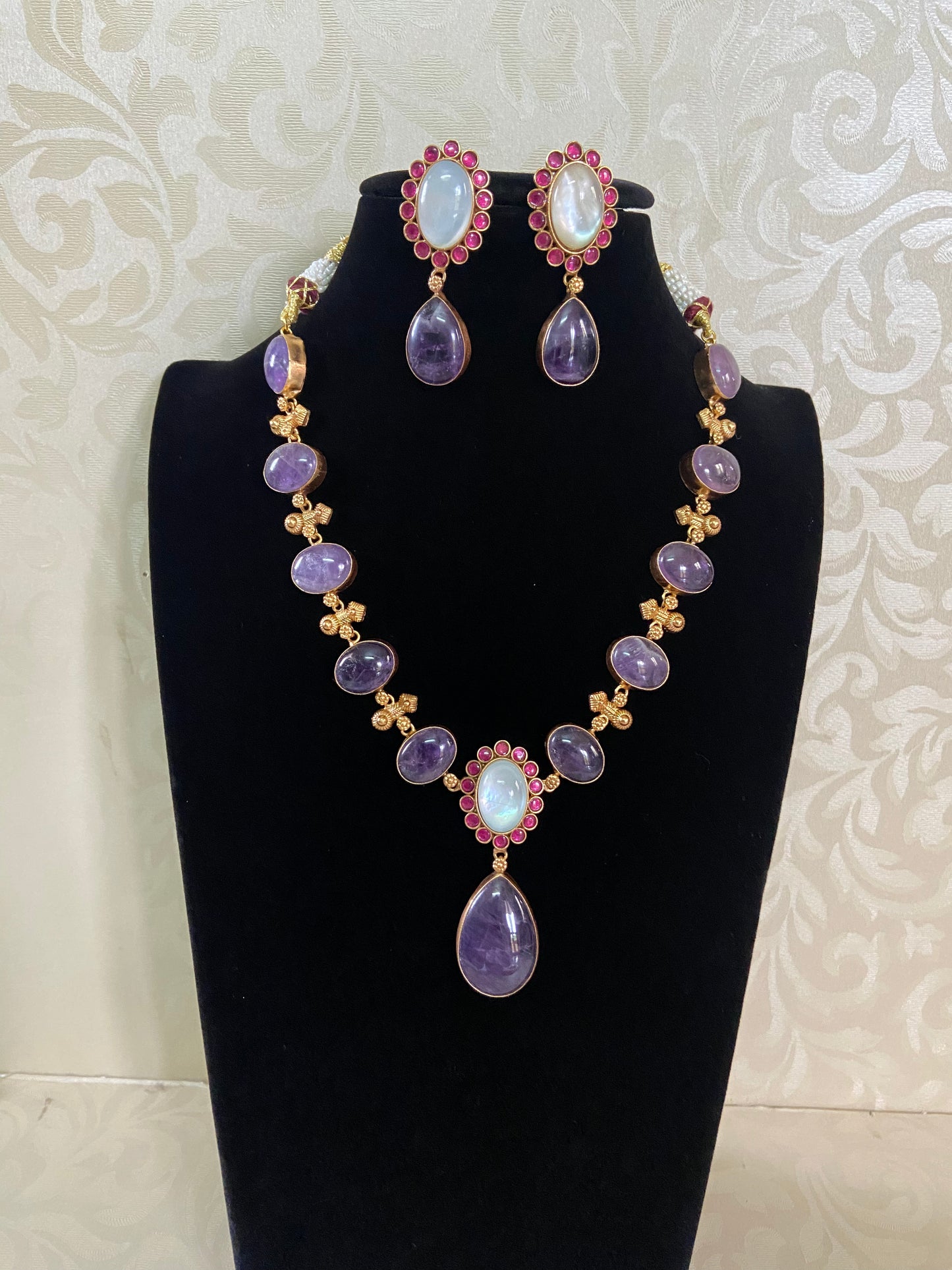Natural stones Fusion Necklace With Earrings | Latest Indian jewelry | Gift Idea