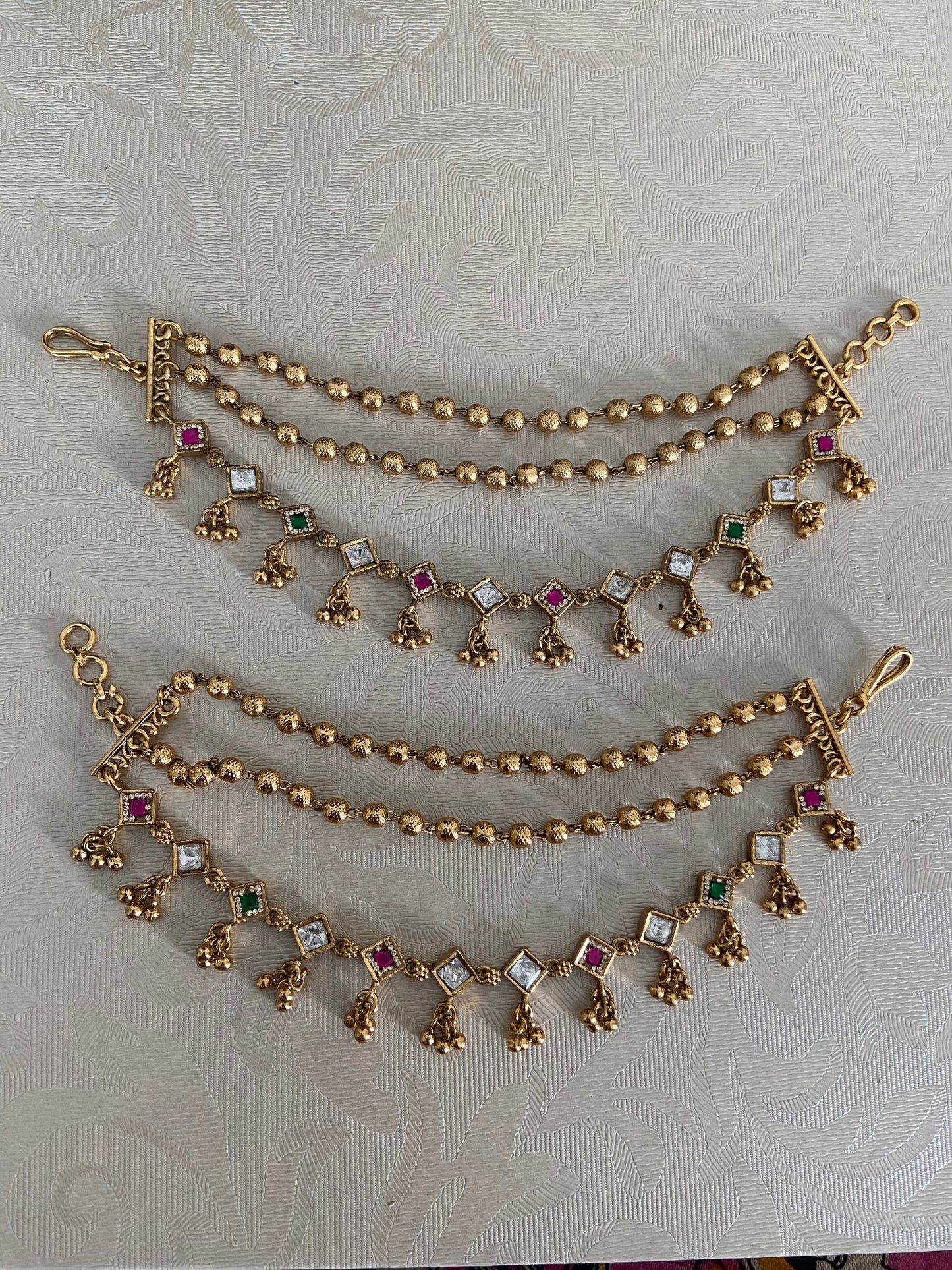 Antique AD Champaswaralu  | Hair accessories | South Indian Ear Chains