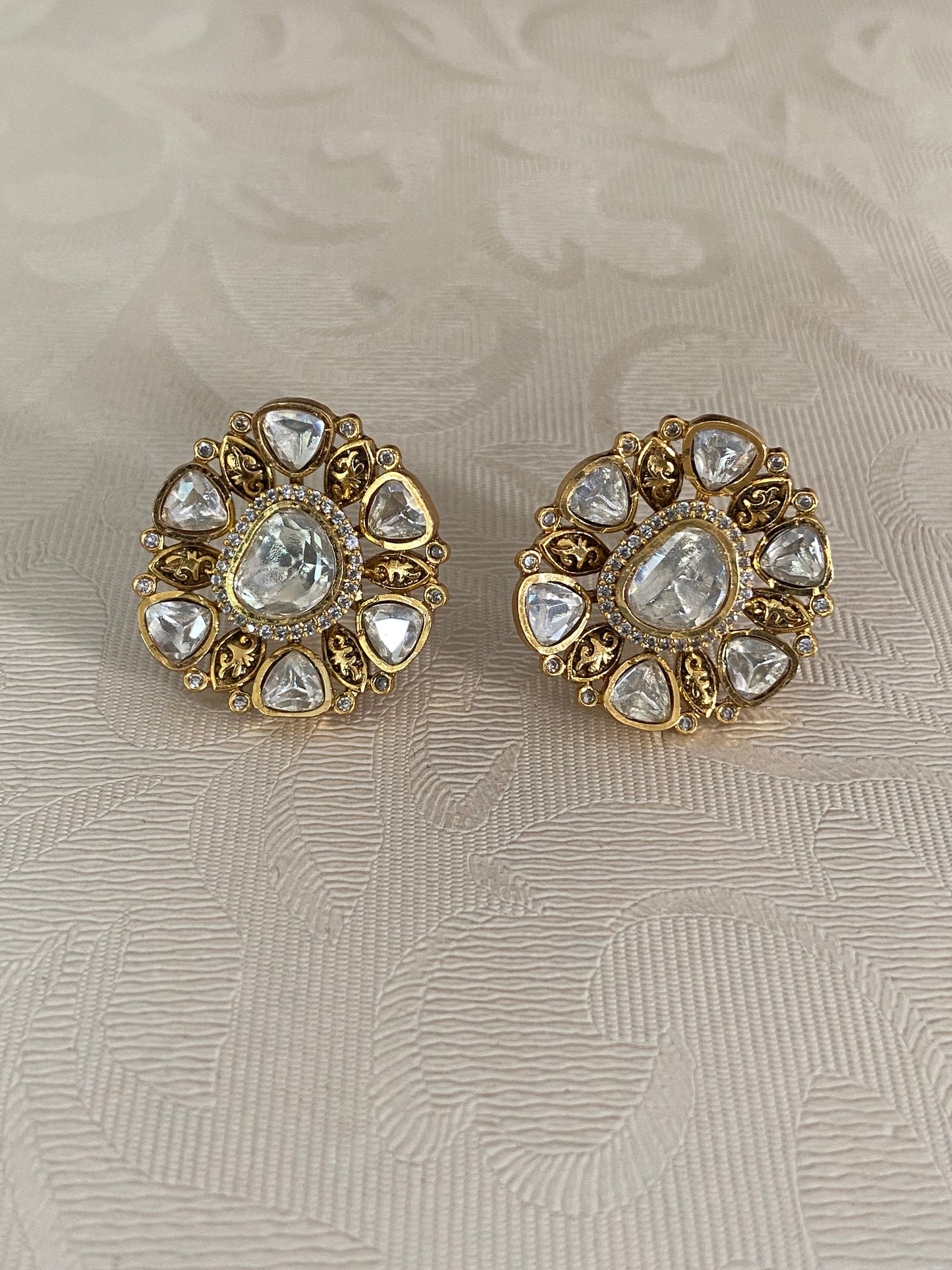 Moissanite Polki Studs | premium earrings