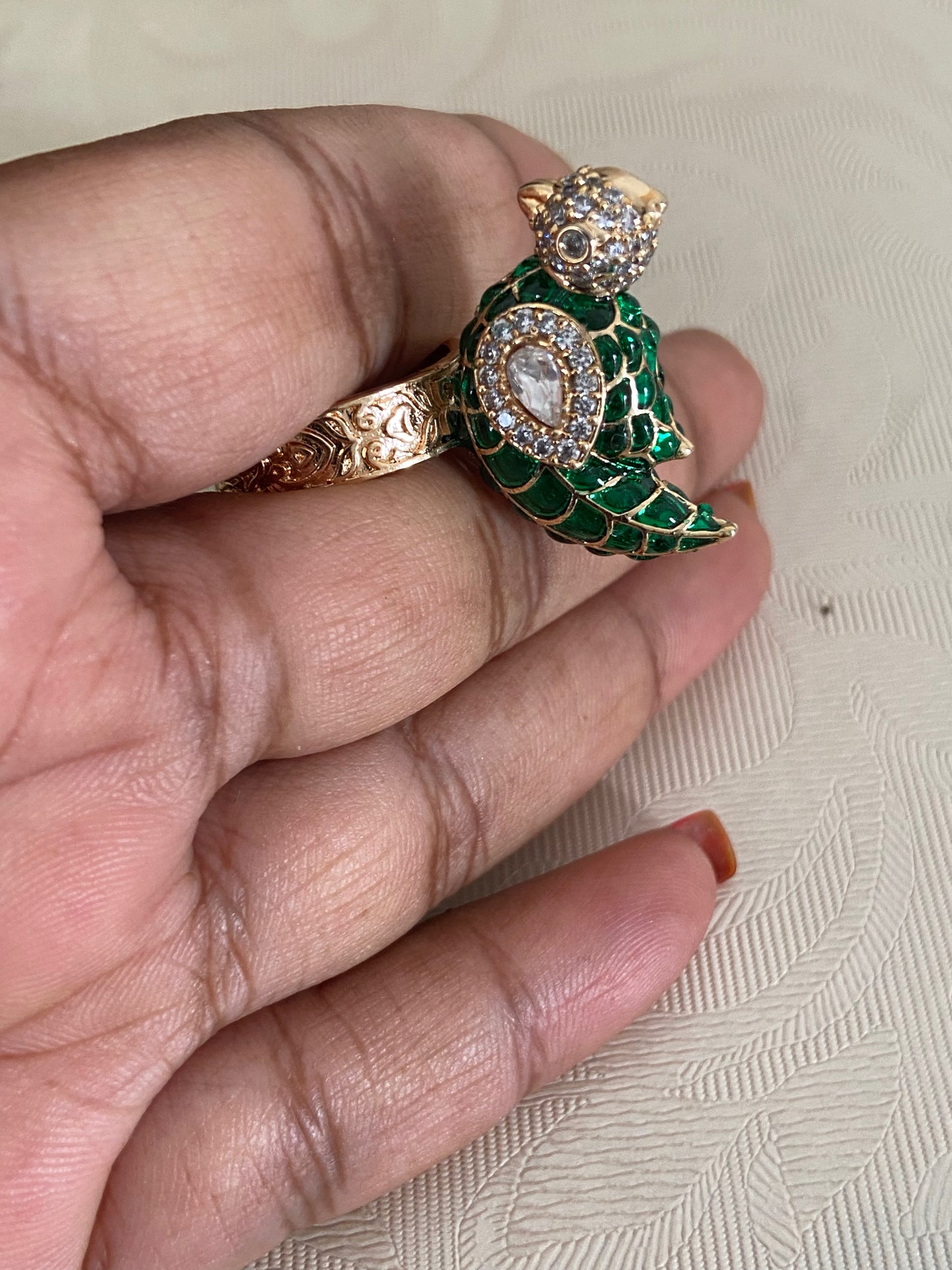 AD kundan Bird Finger Ring | Adjustable Finger Ring