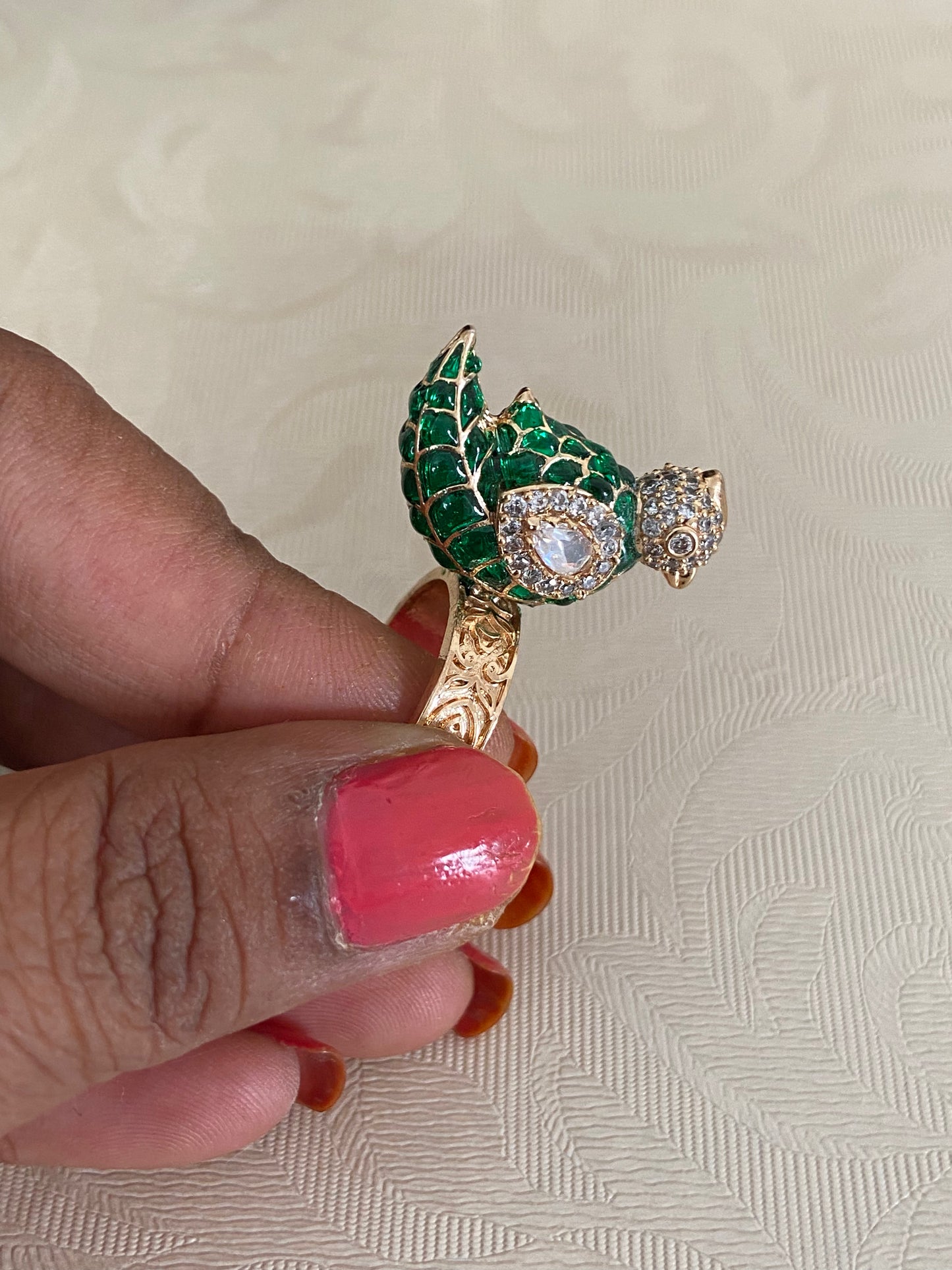 AD kundan Bird Finger Ring | Adjustable Finger Ring