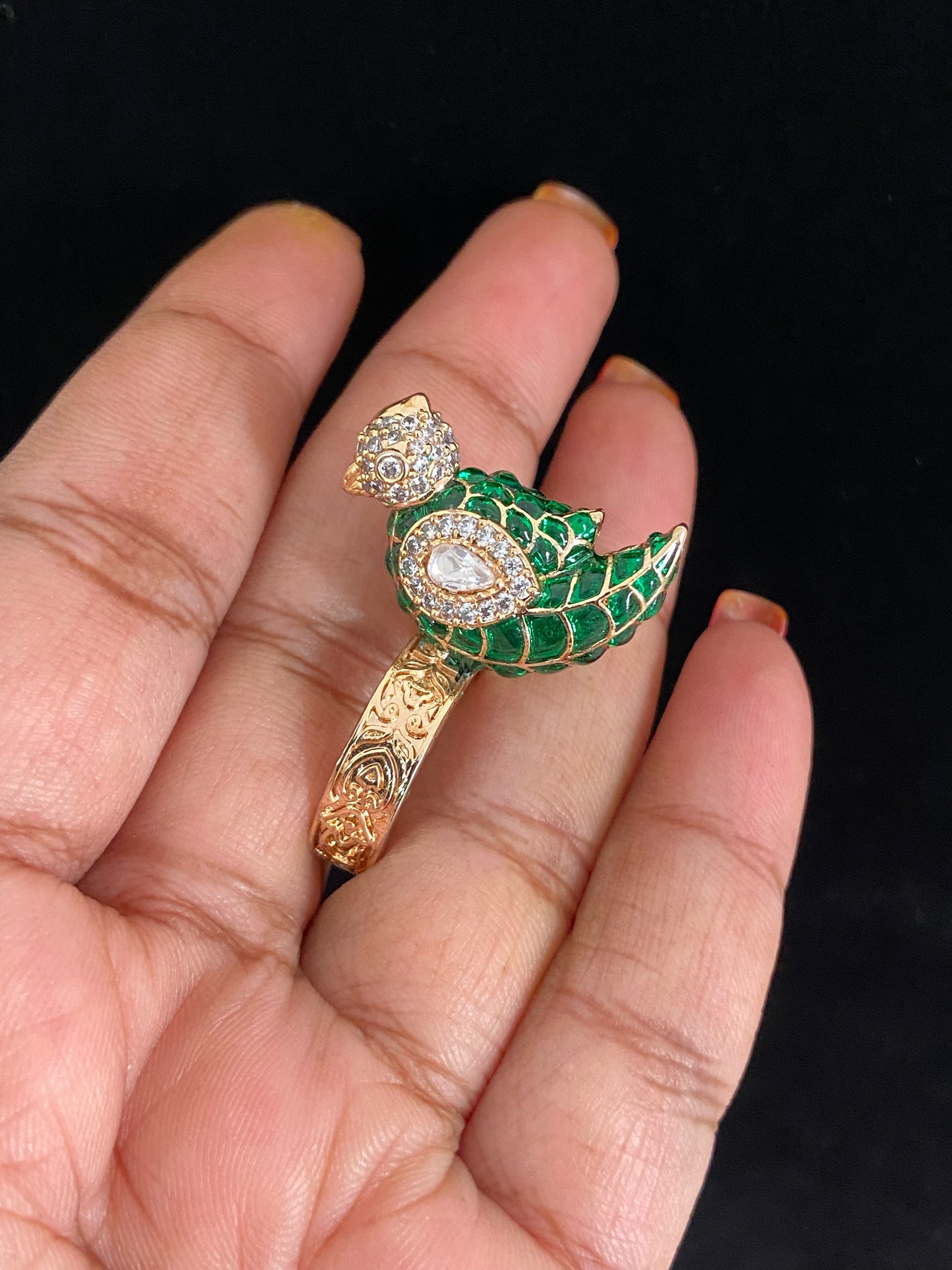 AD kundan Bird Finger Ring | Adjustable Finger Ring