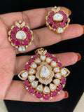 Moissanite Ruby Pendant Set | Traditional Indian Jewelry