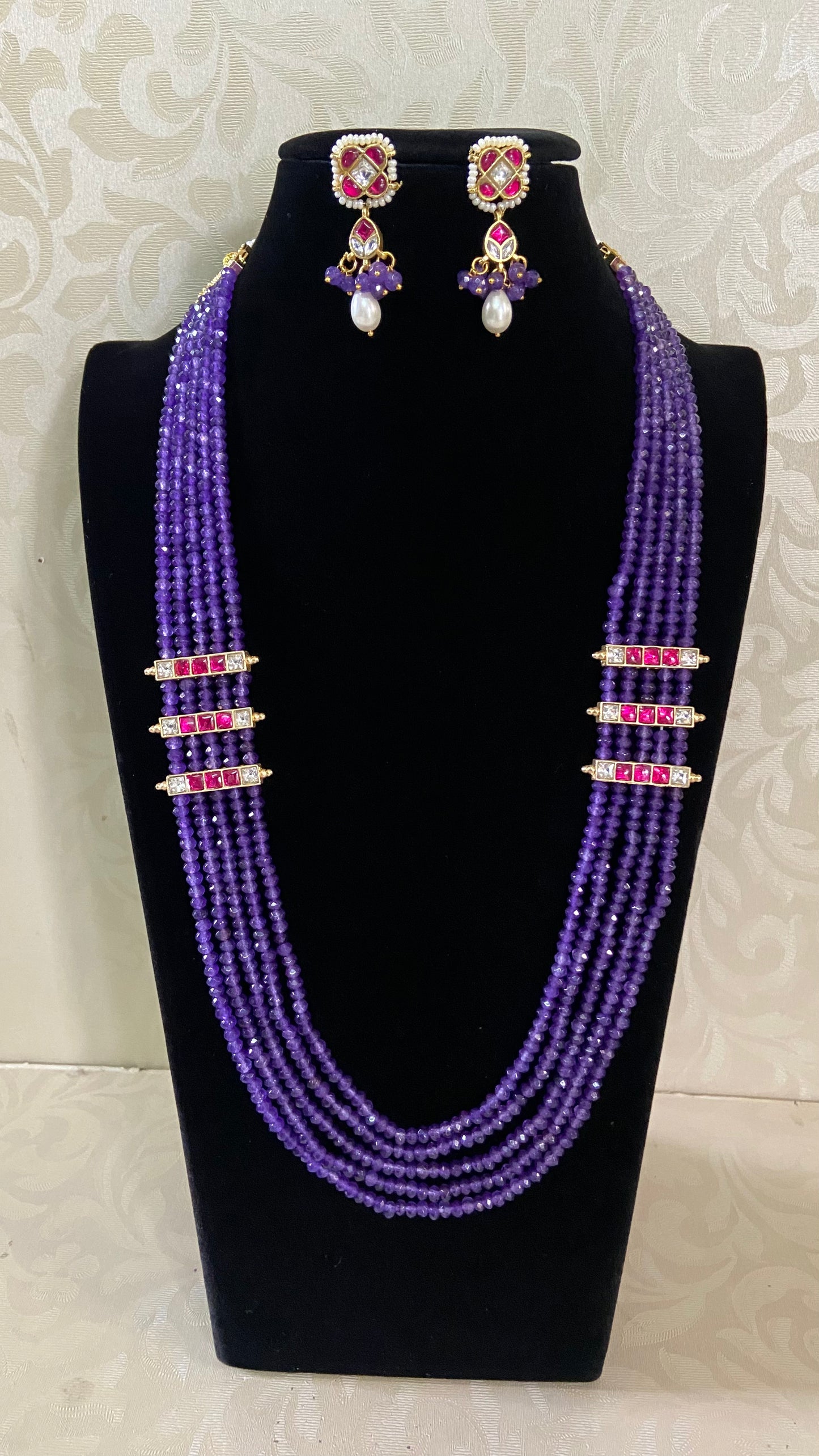 Onyx & Beads Multi-Layer Necklace Set | Indian Jewelry