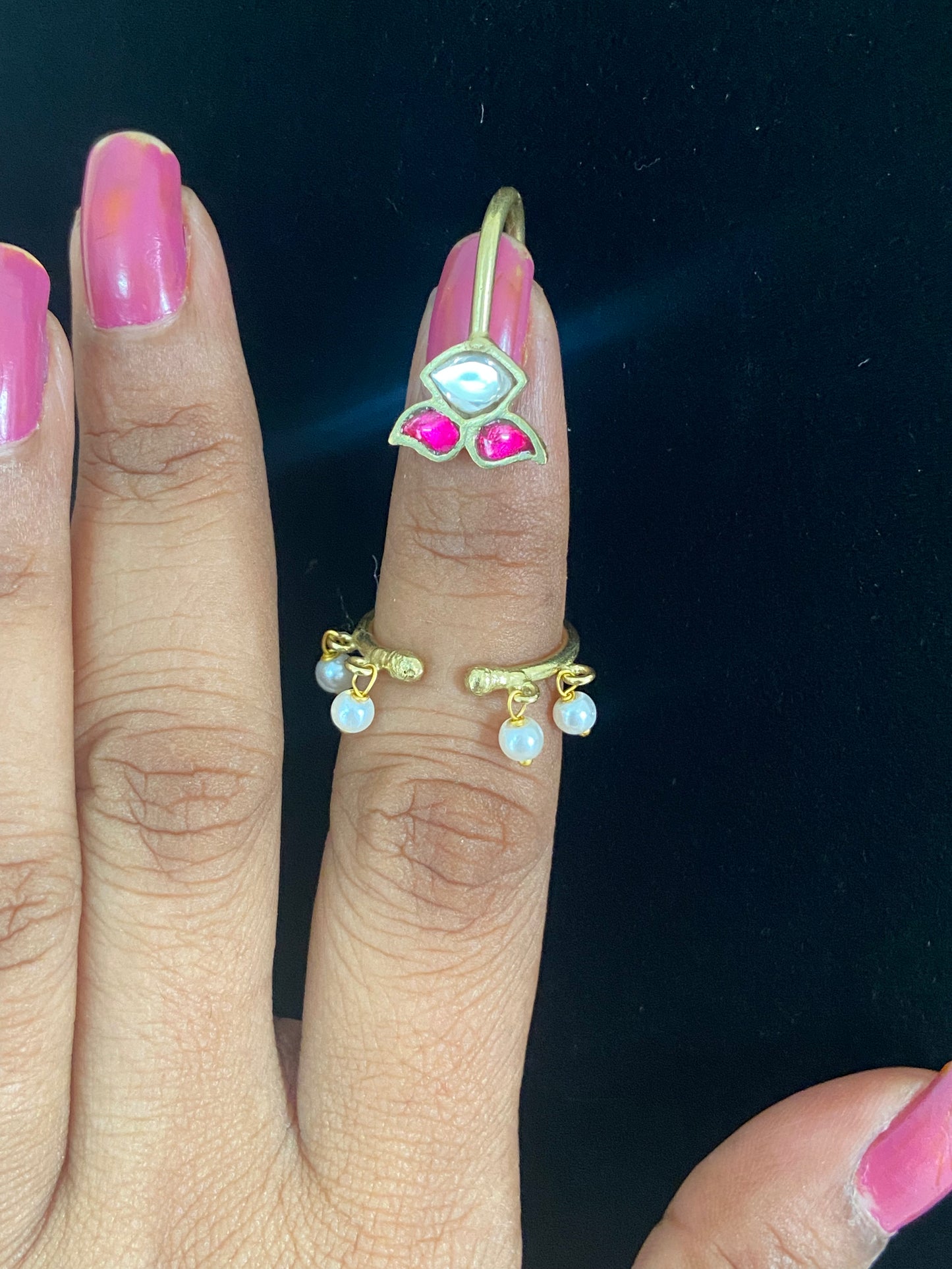 Jadau Kundan  Nail Stud Finger Ring | Latest Jewelry | Gift Idea
