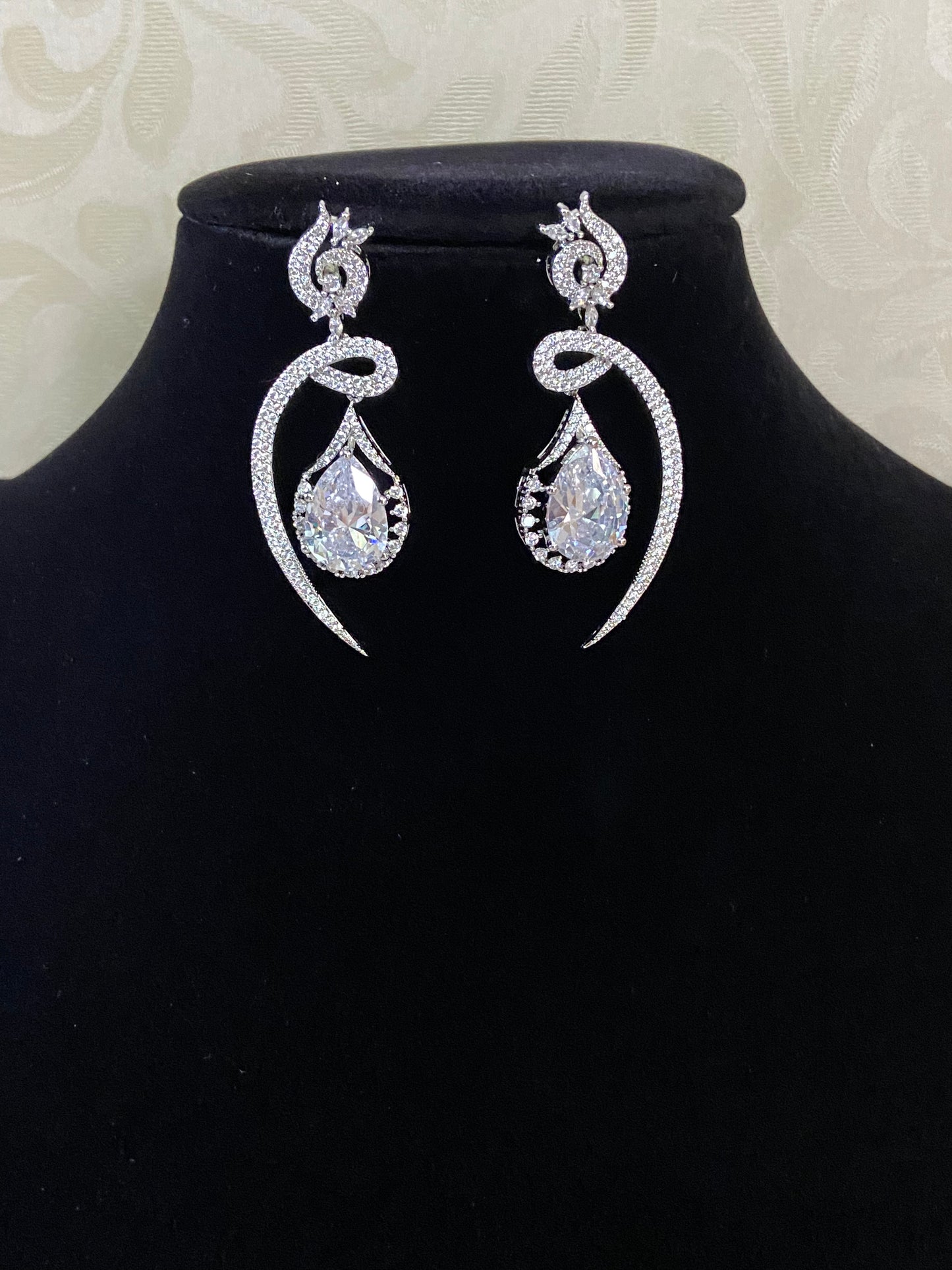AD Rhodium Earrings  | Indian Earrings