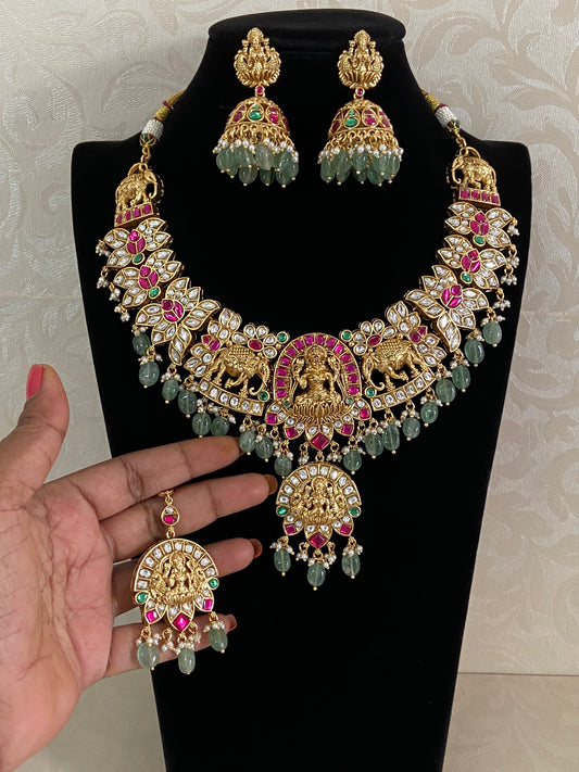 Antique Kundan Temple Necklace Set | Traditional Indian Jewelry