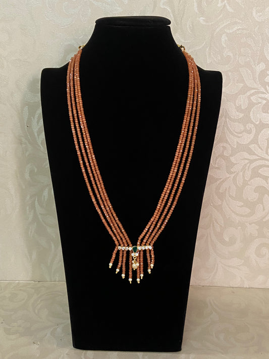 Simple Broch Pendant Beads Mala | Indian Necklace