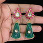 Jadau Kundan & Carved stone earrings