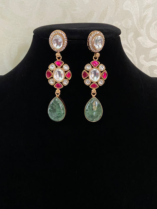 Moissanite Kundan Earrings | Fusion earrings