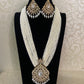 Long Pearl moissanite Pendant Necklace Set | Indian Jewelry In USA