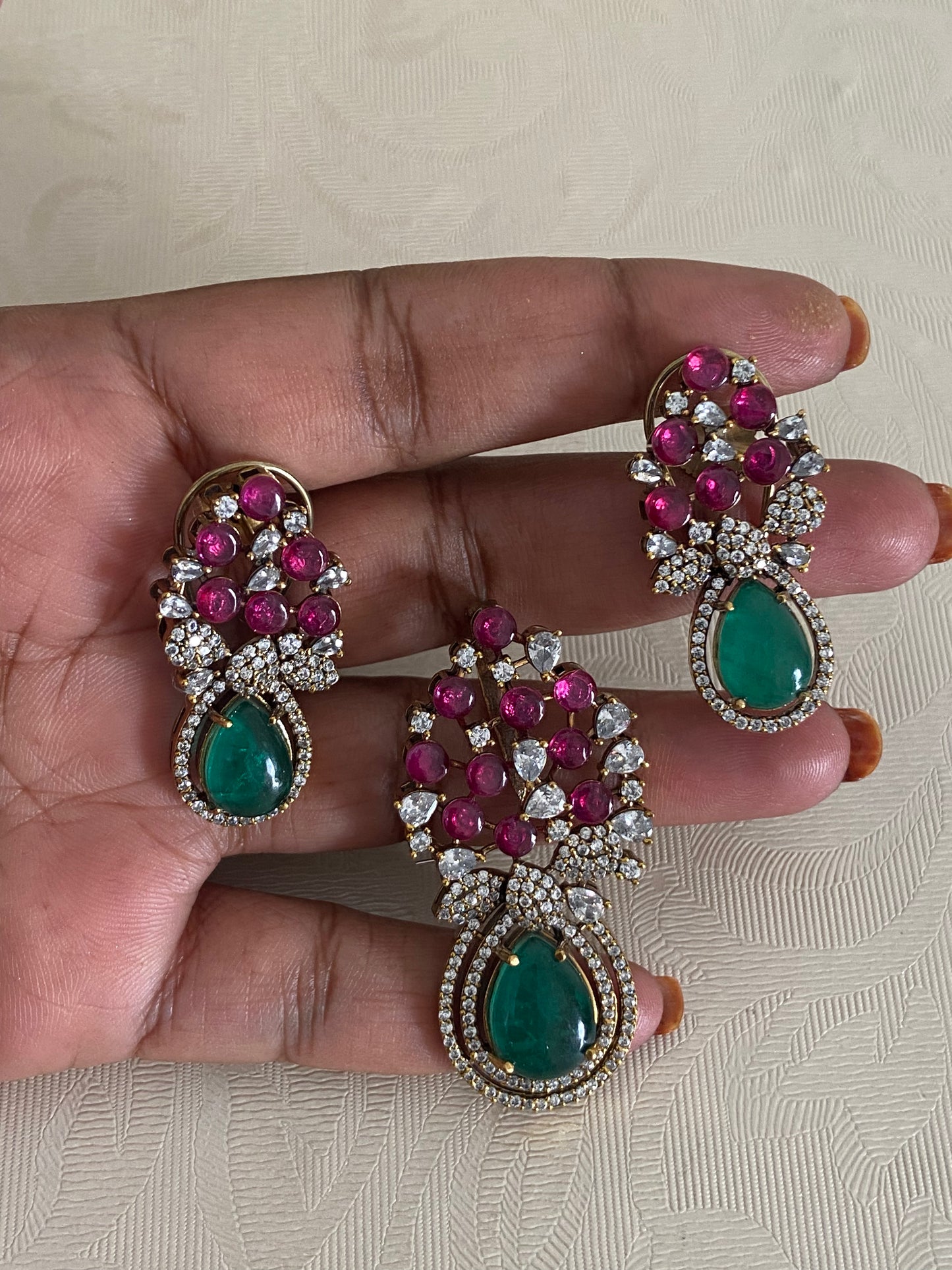 CZ Antique Pendant Set | Indian Jewelry In USA