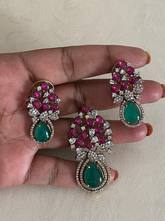CZ Antique Pendant Set | Indian Jewelry In USA