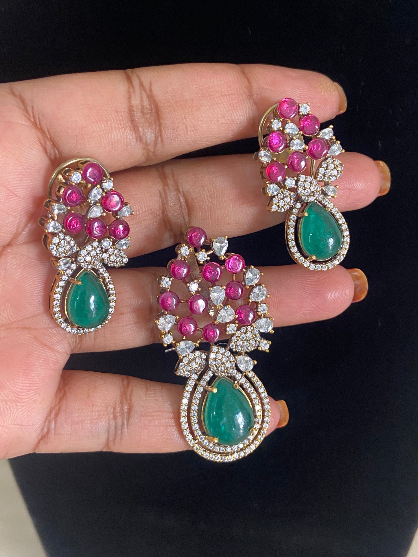 CZ Antique Pendant Set | Indian Jewelry In USA