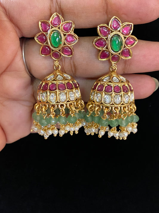 Kundan Jumkis | Antique Kundan Earrings