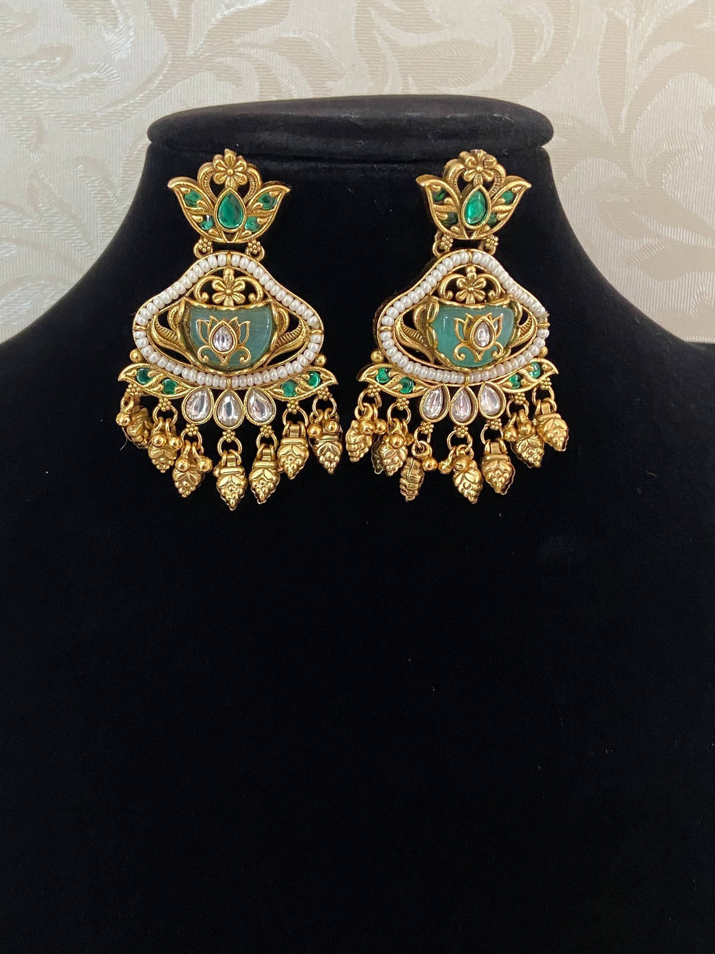 Semi Precious Fusion Kundan Earrings | Latest Jewelry