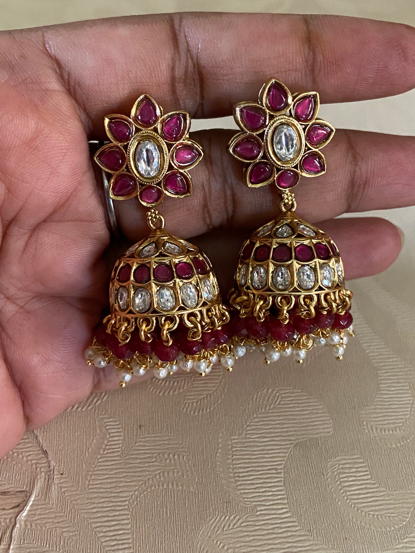 Kundan Jumkis | Antique Kundan Earrings