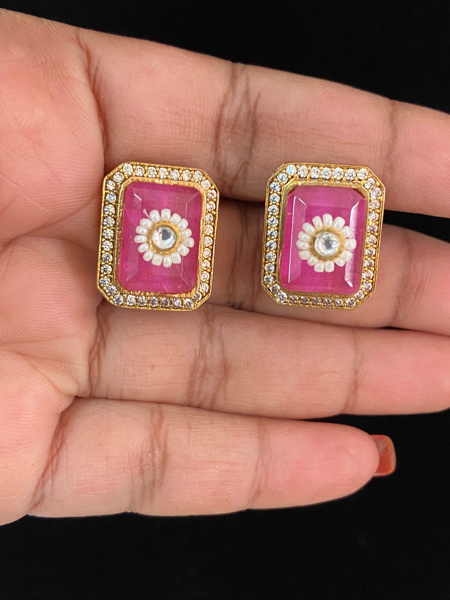 CZ Kundan Studs | Latest Indian Jewelry
