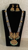 Lakshmi Pendant Beads Mala With Jumkis | Indian Designer Necklace | Temple jewelry