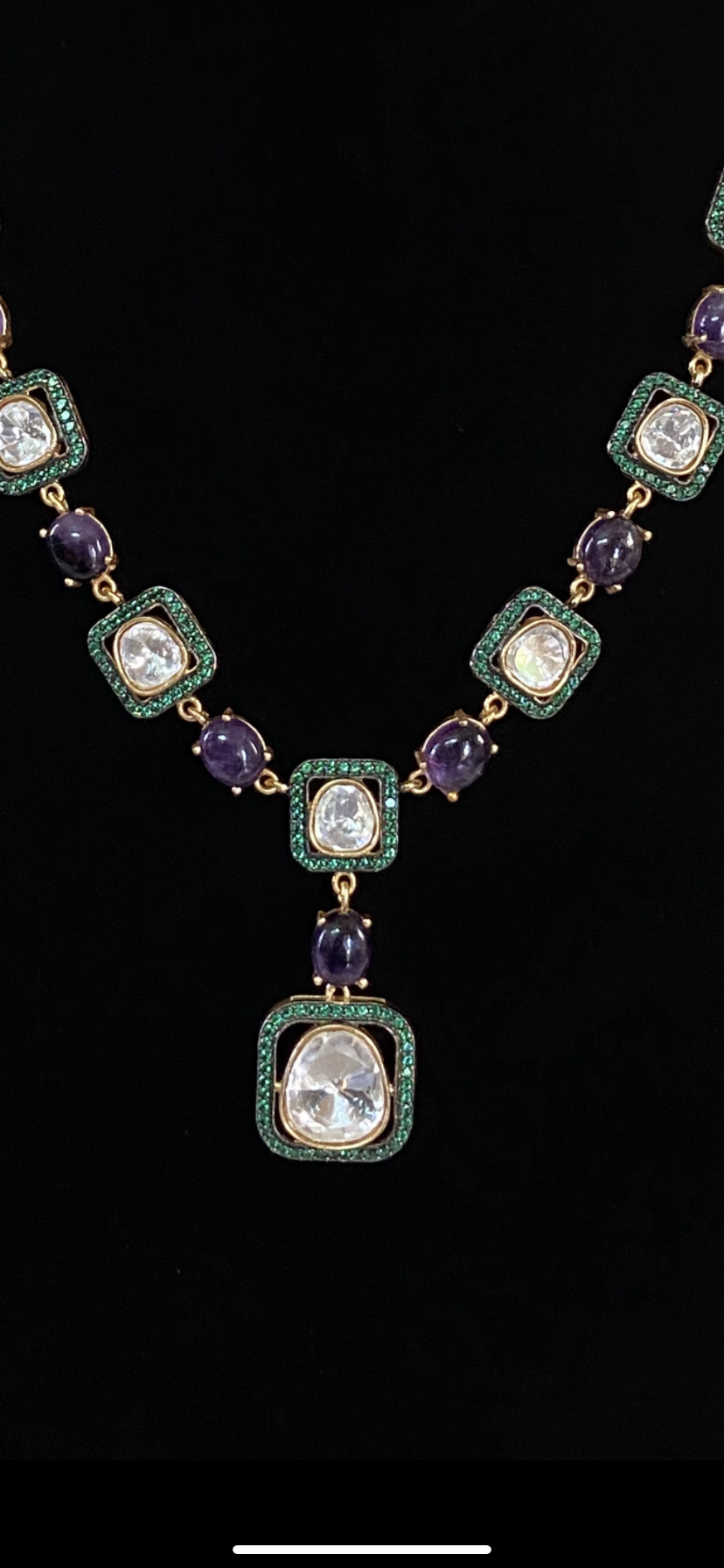 Moissanites AD Necklace With Earrings