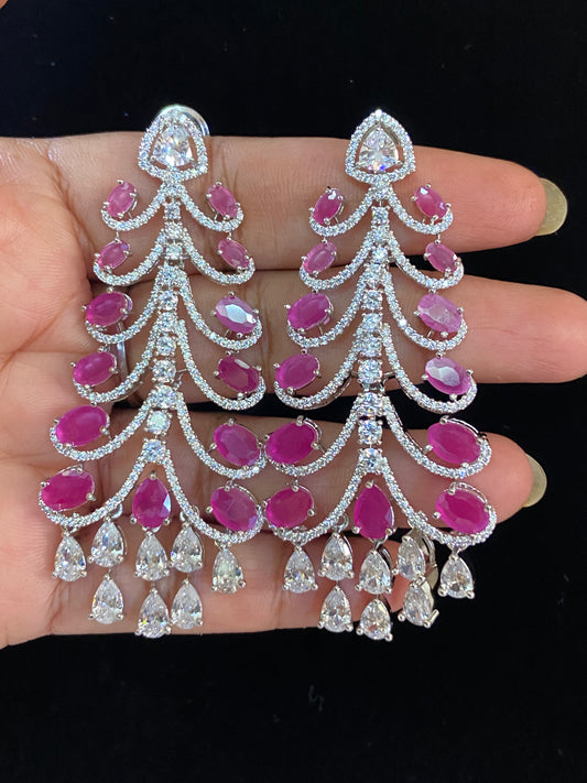 AD Classic Rhodium Earrings | Indian Earrings | Gift Idea