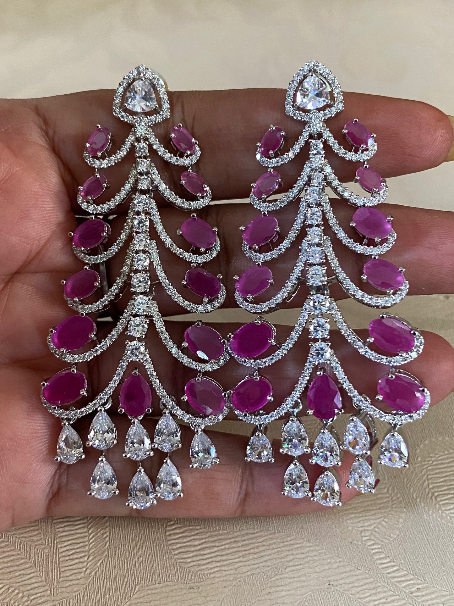 AD Classic Rhodium Earrings | Indian Earrings | Gift Idea