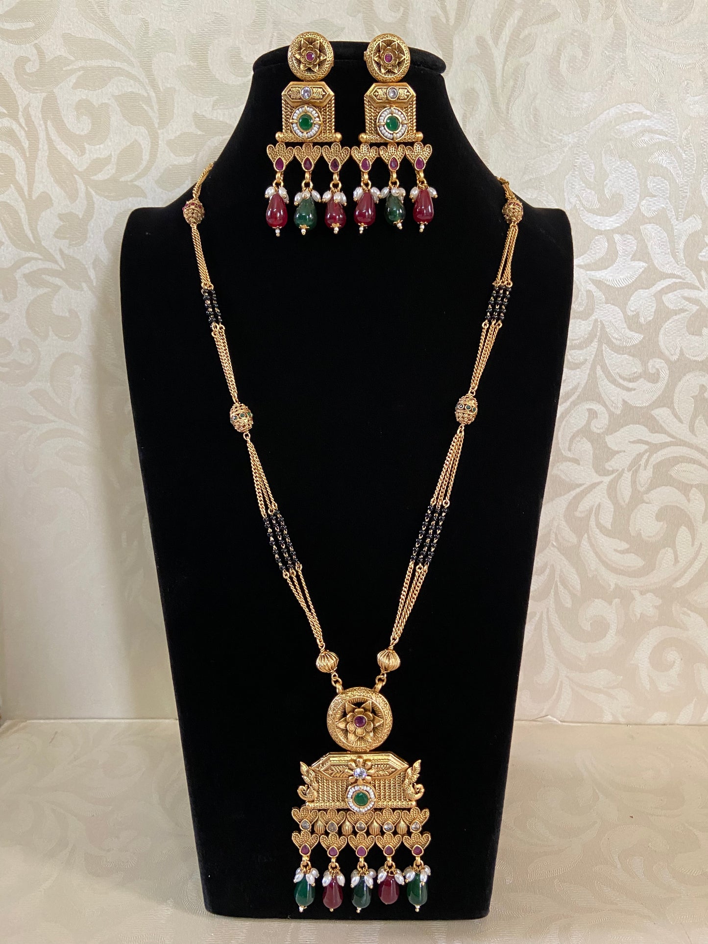 36” long Mangalasutra With Earrings