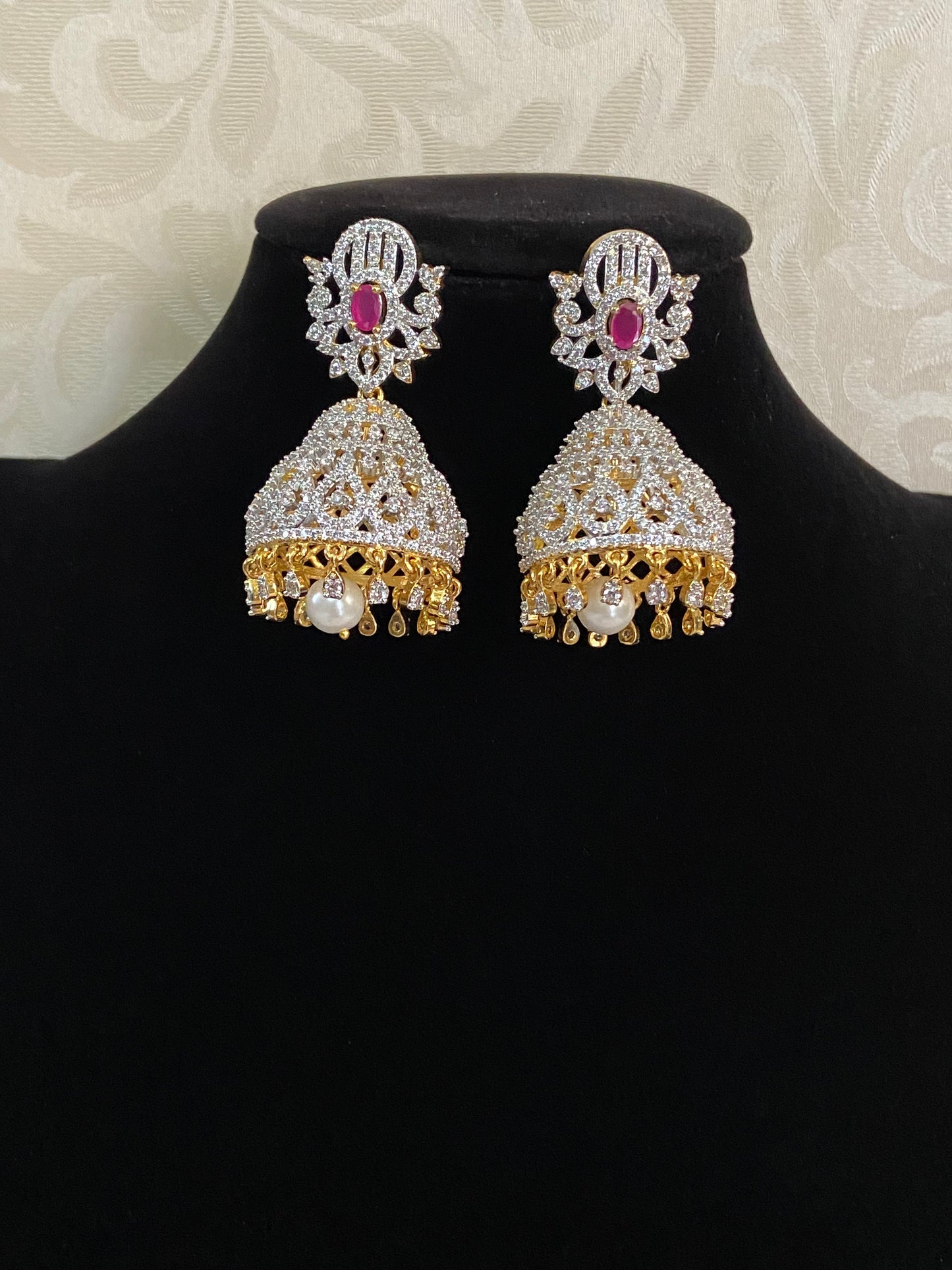 AD Ruby Jumki | Indian Earrings