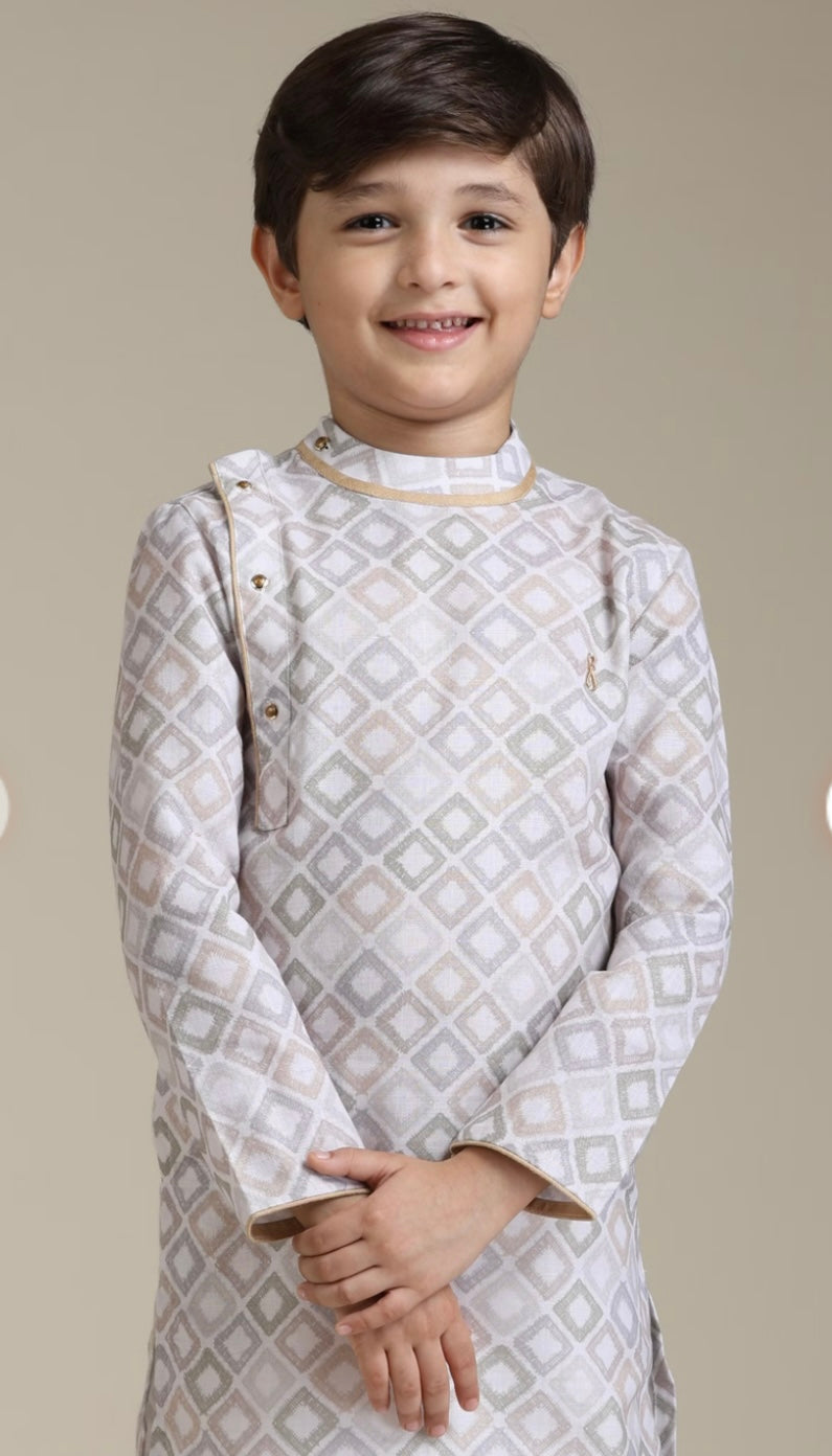 Boys square print kurta set | Boys ethnic wear in USA