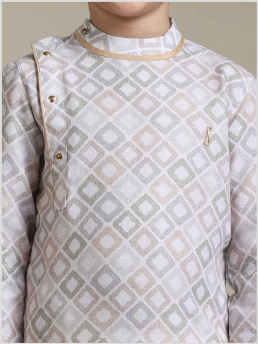 Boys square print kurta set | Boys ethnic wear in USA