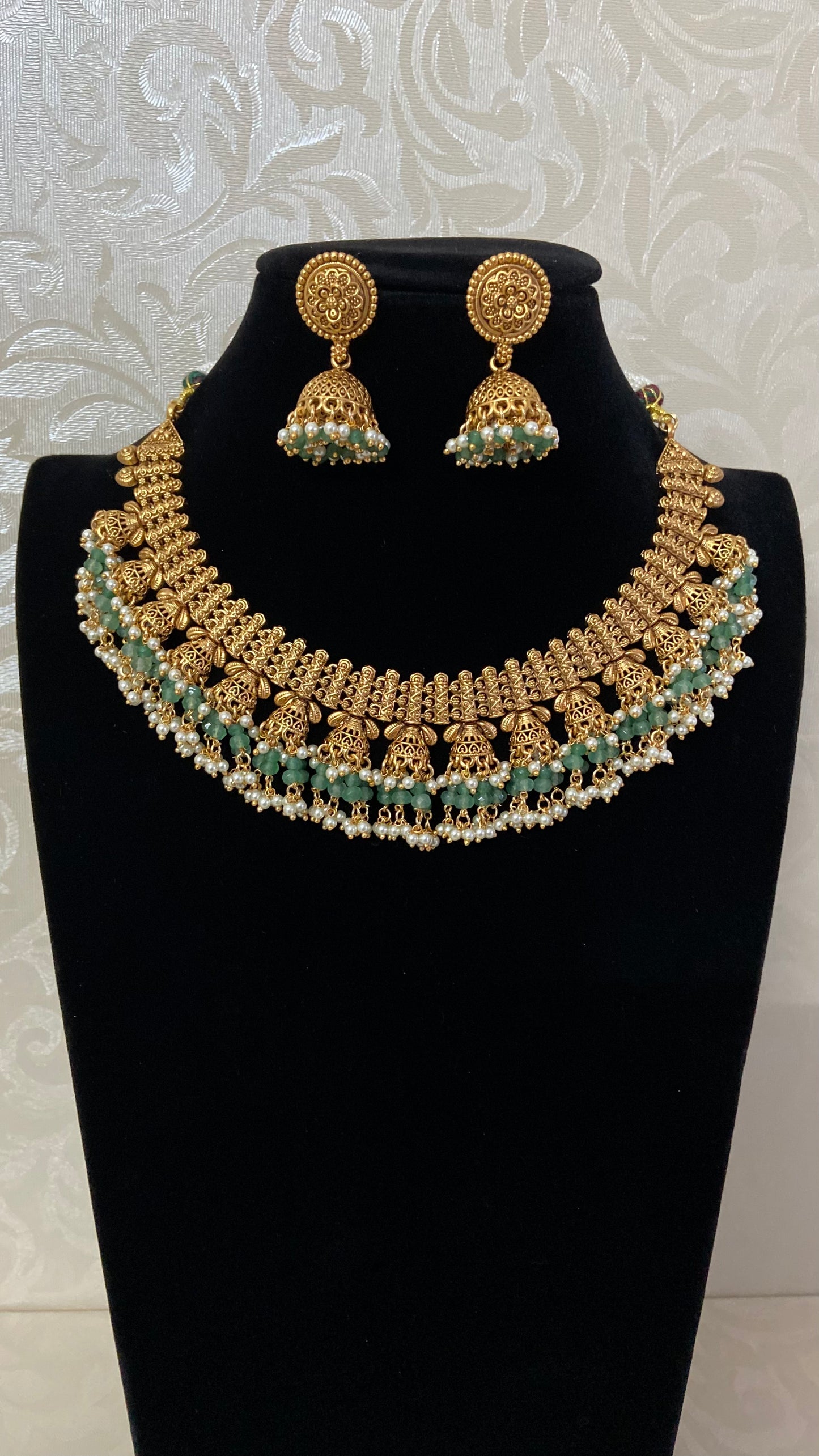 Classic Antique  Necklace With Jumkis  | Indian Traditional Jewelry