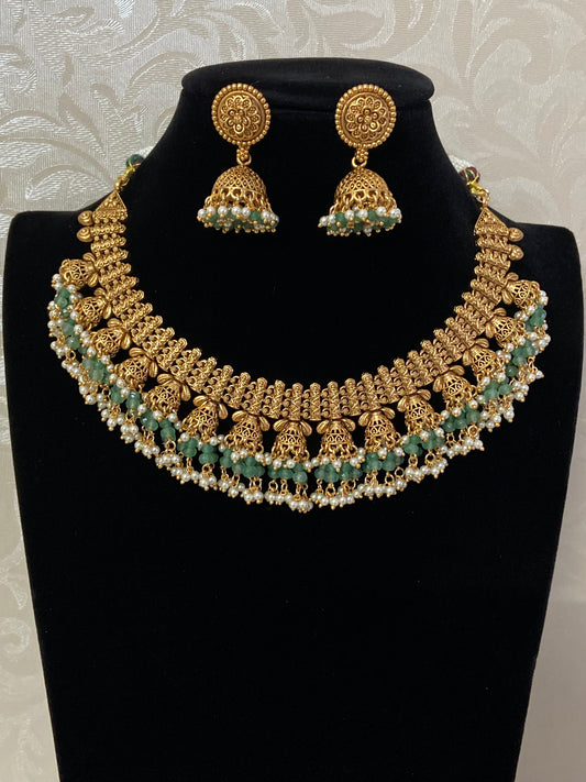 Classic Antique  Necklace With Jumkis  | Indian Traditional Jewelry