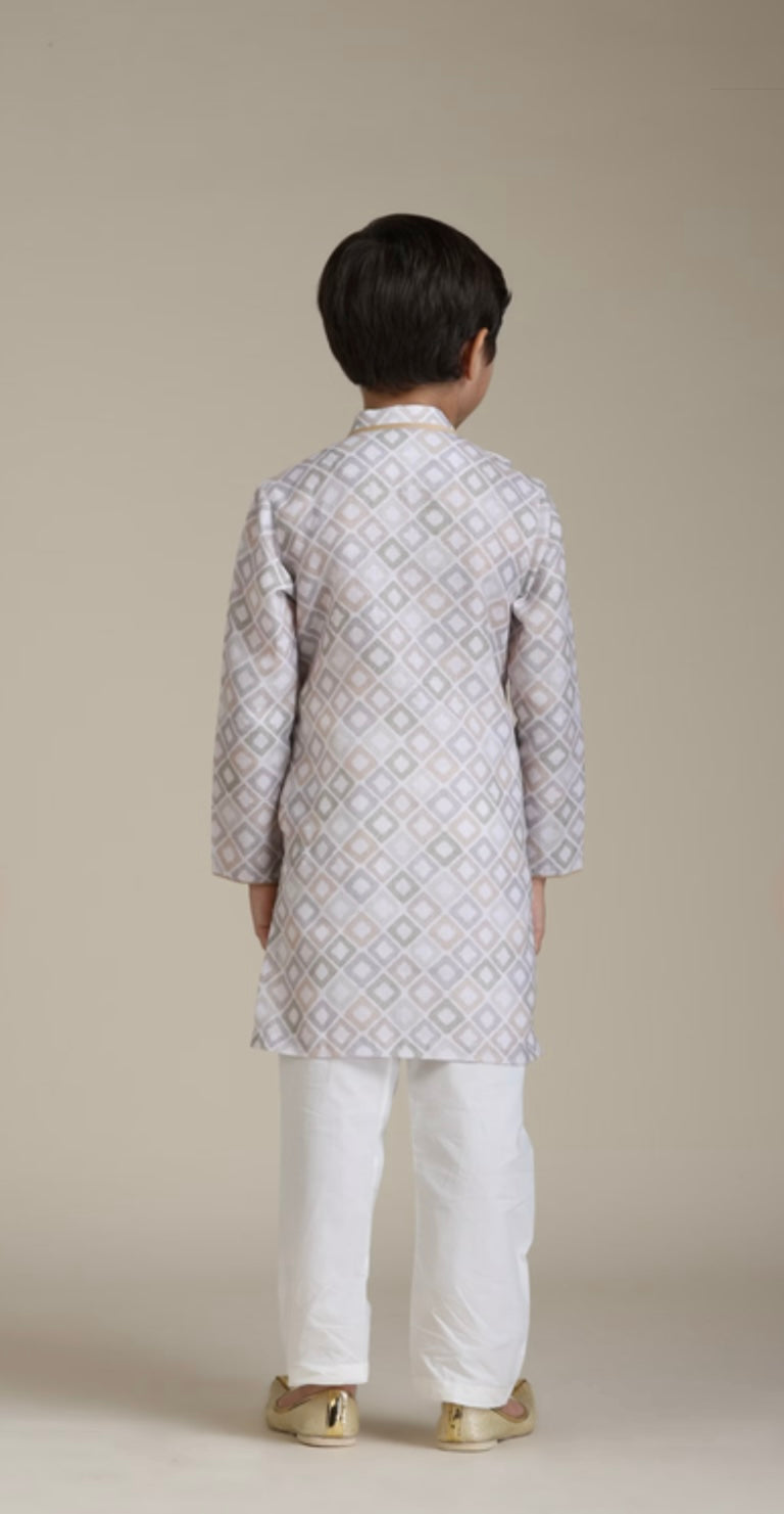 Boys square print kurta set | Boys ethnic wear in USA