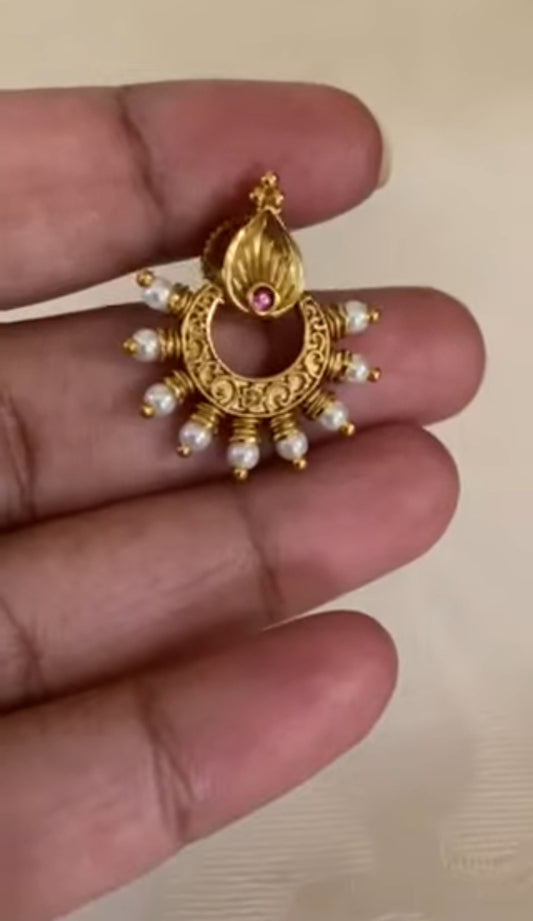 Antique Pearl Pendant Mangalasutra & With Earrings